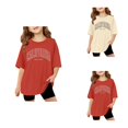 thumbnail image 1 of Oversized Short Sleeve T-Shirt for Girls – Casual Crewneck Basic Summer Top with Letter Print, Loose Drop Shoulder Graphic Tee, 1 of 6