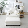 thumbnail image 1 of Oversized Single Sofa Chair with Ottoman, Fabric Chaise Lounge Indoor with Wide Armrests and Cup Holders, Modern Comfy Deep Seat Armchair Reading Chairs for Bedroom Living Room,Beige, 1 of 6