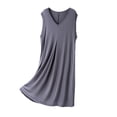 thumbnail image 1 of Oversized Sleep Shirts for Women New Sleeveless Nightgowns for Women Soft Lightweight Comfy Sleepwear Pleated Tank Sleep Shirts V Neck Pajama Dress Gray XL, 1 of 5