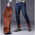 thumbnail image 1 of Oversized Slim Straight Mid-waist Warm Men's Trousers Winter Fleece Pants, 1 of 10