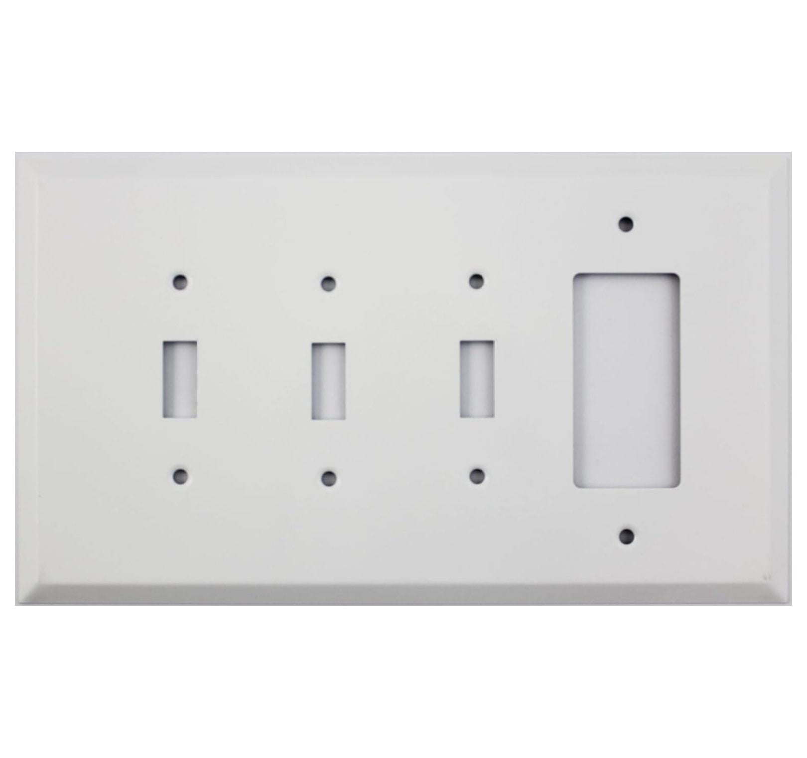 Oversized Smooth White Jumbo 4 Gang Combo Switch Plate - 3 Toggle Light ...