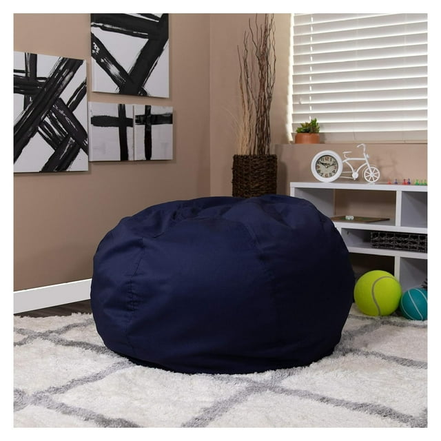Oversized Solid Navy Blue Bean Bag Chair for Kids and Adults