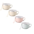 thumbnail image 1 of Oversized Soup Bowl with Handle: 38 oz Ceramic Soup Mug with Lid - Microwave Safe Jumbo Food Storage Container for Ramen Cereal Breakfast Meal Prep Office Lunch Dorm Living(4PCS), 1 of 8