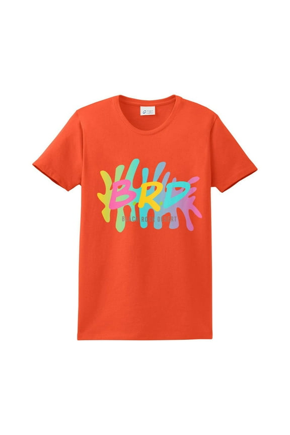 Oversized Splatter Desert Logo Soft Spun Cotton Essential Graphic Shirt - Orange XL