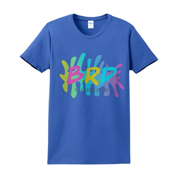 Oversized Splatter Desert Logo Soft Spun Cotton Essential Graphic Shirt - Royal 2XL