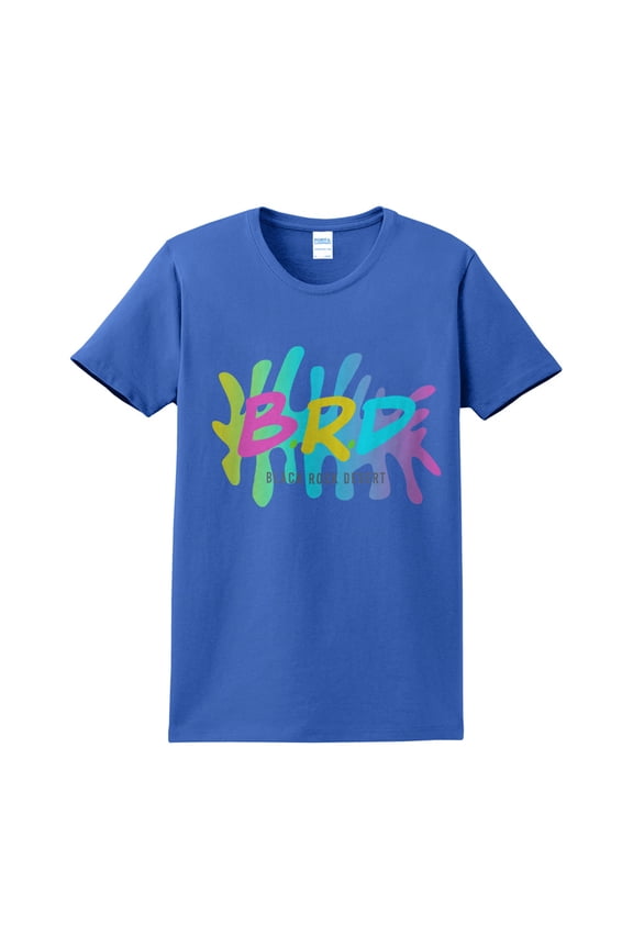 Oversized Splatter Desert Logo Soft Spun Cotton Essential Graphic Shirt - Royal 3XL