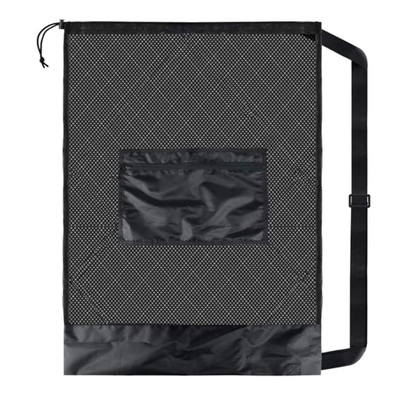 Oversized Sports Ball Mesh Bag with Adjustable Shoulder Strap and Zippered Pocket for Soccer Basketball Tennis Storage