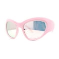 thumbnail image 1 of Oversized Sporty Wrap Color Mirror Trendy Thick Plastic Sunglasses Pink Mirror, 1 of 4