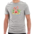 thumbnail image 1 of Oversized Spring Flamingo Cotton Short Sleeve Graphic Shirt - Heather Grey XL, 1 of 4