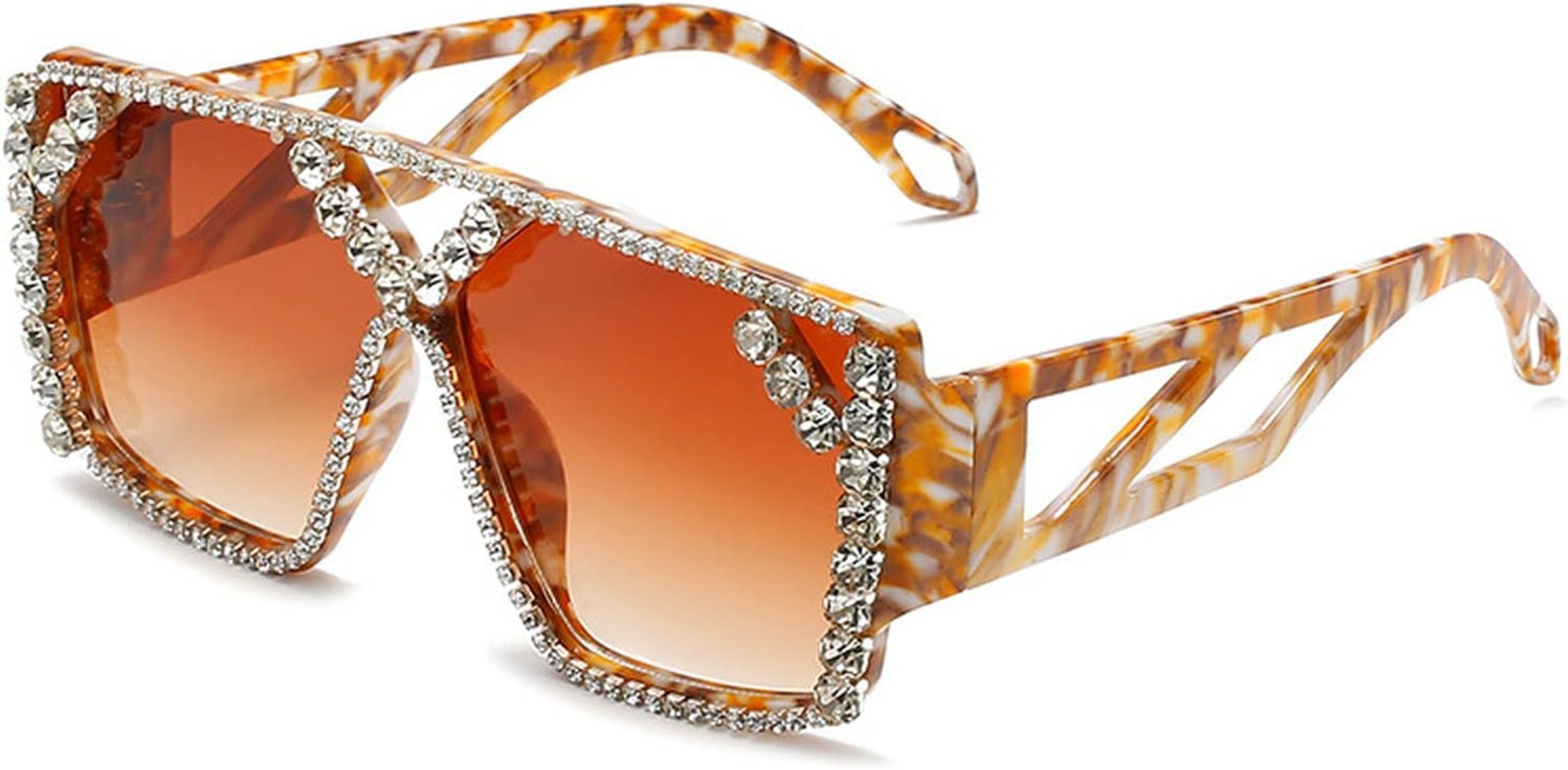 Oversized Square Diamond Sunglasses Amazon.com: FEISEDY Oversized Square Sunglasses for Women  main image 3