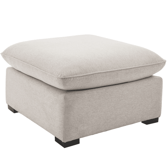 Oversized Square Ottoman in Light Beige, 34.6" x 34.6" x 19.5", 250 lbs Weight Capacity, Plush Cushioned Top, Multi-Use Footrest, Fully Assembled