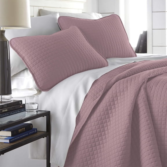 Oversized Square Stitched Solid Embroidered 3-Piece Quilt Set by Southshore Fine Linens