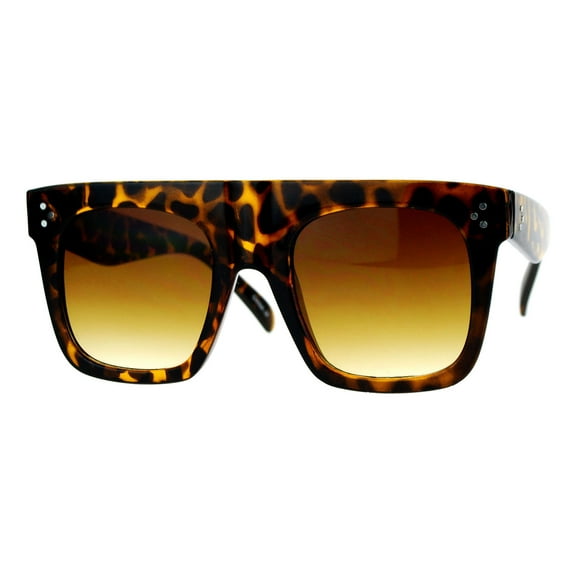 Oversized Square Sunglasses Unisex Flat Top Hipster Style UV400 Tortoise, Brown