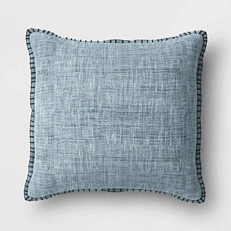 Oversized Square Textured Pillow with Blanket Stitch Edge Modern Chic Blue by Threshold Collection