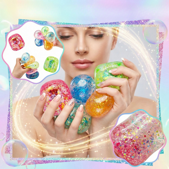 Oversized Squeeze Toys for Adults, Relaxation Relief Items Squeeze, Stress Balls for Adults, Gel Filled, 3X2 In, Cylinder, Random Colors, 1 Pc