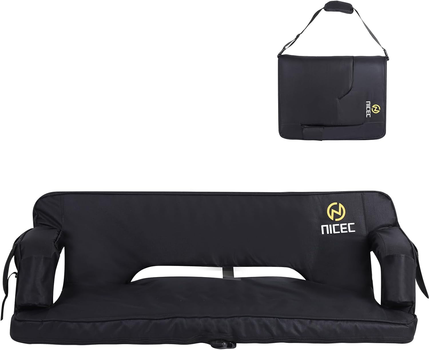 Oversized Black Foldable Stadium Seat with Back Support