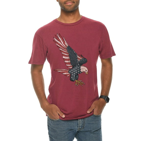 Oversized Stared and Stripped Eagle Graphic Design Vintage Crewneck Tee - Vintage Brick 2XL