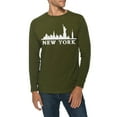 thumbnail image 1 of Oversized Statue of Liberty Skyline Graphic Long Sleeve Crewneck Tee - Army Green XL, 1 of 4