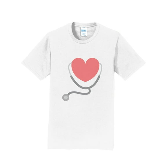 Oversized Stethoscope Heart Crew Neck T-Shirt Graphic Shirt - White 3XL