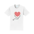 thumbnail image 1 of Oversized Stethoscope Heart Crew Neck T-Shirt Graphic Shirt - White 4XL, 1 of 2