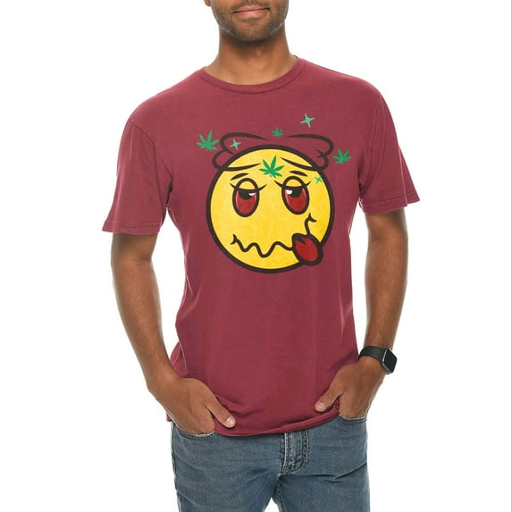 Oversized Stoned Face Graphic Design Vintage Crewneck Tee - Vintage Brick XL