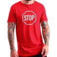 thumbnail image 1 of Oversized Stop Sign Graphic Design Deluxe Jersey T-Shirt - Red XL, 1 of 4