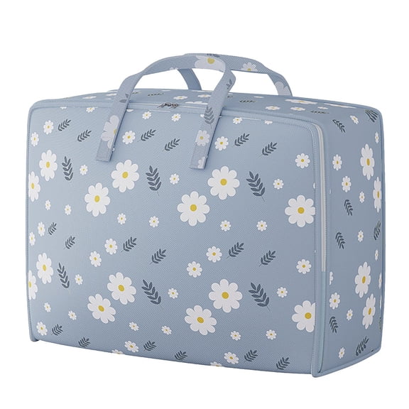 Oversized Storage Bags for Clothes and Quilts, Portable Wardrobe Sorting Box with Zipper, Large Capacity Non-Woven Fabric Organizer for Moving, Home, Travel, Dorm, Blue