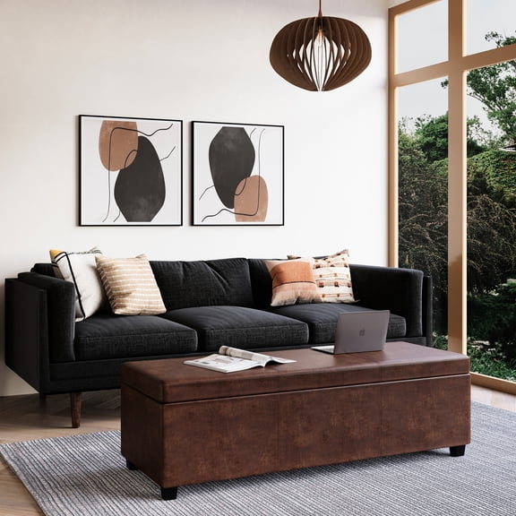 Oversized Storage Bench - Elegant And Functional. Hide Mess With 18"d X 54"w 16.5"h. Beautiful Stitched Surface, Large Interior For Storage. Built From Solid Wood, Engineered High Density Foam.