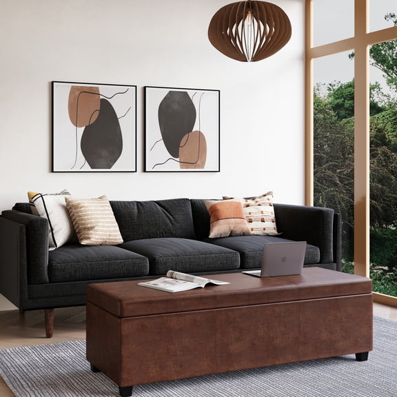 Oversized Storage Bench - Elegant And Functional. Hide Mess With 18"d X 54"w 16.5"h. Beautiful Stitched Surface, Large Interior For Storage. Built From Solid Wood, Engineered High Density Foam.