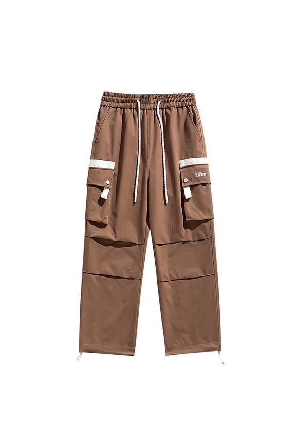 Oversized Straight Wide Leg Trousers L-8XL Big and Tall Men's Cargo Pants Drawstring Elastic Waist Streetwear Quick Drying