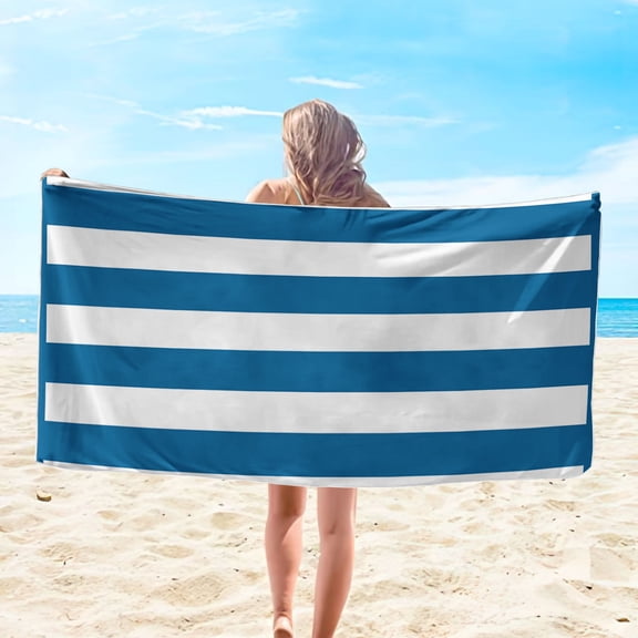 Oversized Stripe Beach Towel Thin Terry Set with Beach Bands Extra Large Big Clearance Pool Travel Accessories Essentials