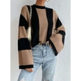 thumbnail image 1 of Oversized Striped Knit Sweater (L, Brown), 1 of 6