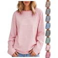 thumbnail image 1 of Oversized Striped T-Shirts for Women Crewneck Long Sleeve Pullover Loose Fit Casual Basic Everyday Tops, 1 of 7