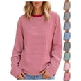 thumbnail image 1 of Oversized Striped T-Shirts for Women Crewneck Long Sleeve Pullover Loose Fit Casual Basic Everyday Tops, 1 of 7