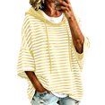 thumbnail image 1 of Oversized Stripes Hoodies for Women Batwing Short Sleeve Crewneck Hooded Drawstring Sweatshirts Spring Fall (M, Yellow), 1 of 8