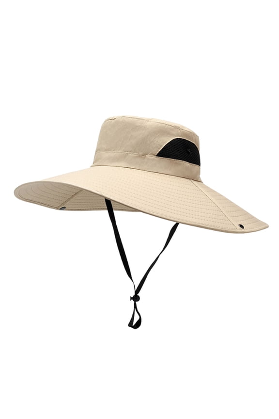 Oversized Sun Hat for Men | Fisherman's Wide Brim Outdoor Cap – Windproof Rope, UV Protection, Lightweight Summer Mountaineering & Fishing Hat | Solid Color | 1 Pack