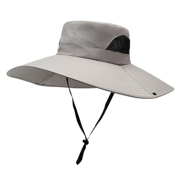Oversized Sun Hat for Men | Summer Wide Brim Fisherman's Hat - Windproof Adjustable Rope | Lightweight Outdoor UV Protection Cap | Solid Color | One Size | Travel Hiking Fishing