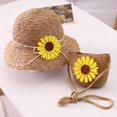 thumbnail image 1 of Oversized Sun Hat Women UV 50+ Flower Beach Hat Outdoor Travel Sunscreen Hat , Hontri Girls 2-8 Age Straw Hat Tourism Sun Hat Flower (D02-Khaki), 1 of 2