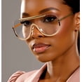 thumbnail image 1 of Oversized Sunglasses For Women Single Lens One Piece Clear Lens Luxury Style, 1 of 11