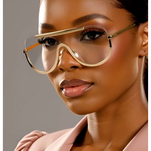 Oversized Sunglasses For Women Single Lens One Piece Clear Lens Luxury Style