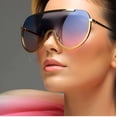 thumbnail image 1 of Oversized Sunglasses For Women Single Lens One Piece Pink Blue Lens Luxury Style, 1 of 9