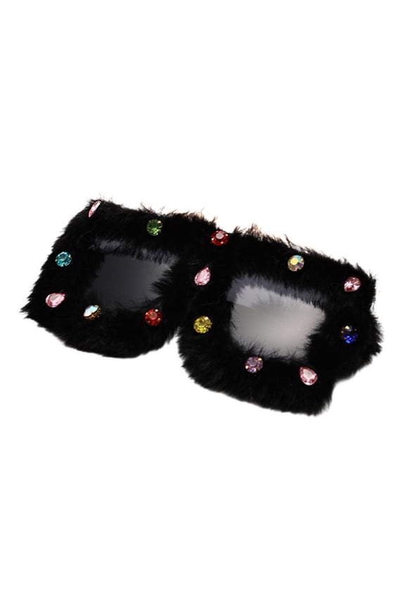 Oversized Sunglasses Stylish Crystal StuddedFur--Frame for Teens Birthday Party