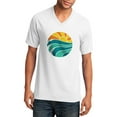 thumbnail image 1 of Oversized Sunny And Waves Graphic Design Men's Big Size Port & Company Core Cotton V-Neck T-Shirt - White XL, 1 of 2