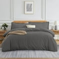 thumbnail image 1 of Oversized Super King Duvet Cover Set – 3-Piece Ultra-Soft 100% Microfiber Bedding, Dark Grey Solid – Zipper Closure Comforter Cover with 2 Matching Shams, 1 of 7
