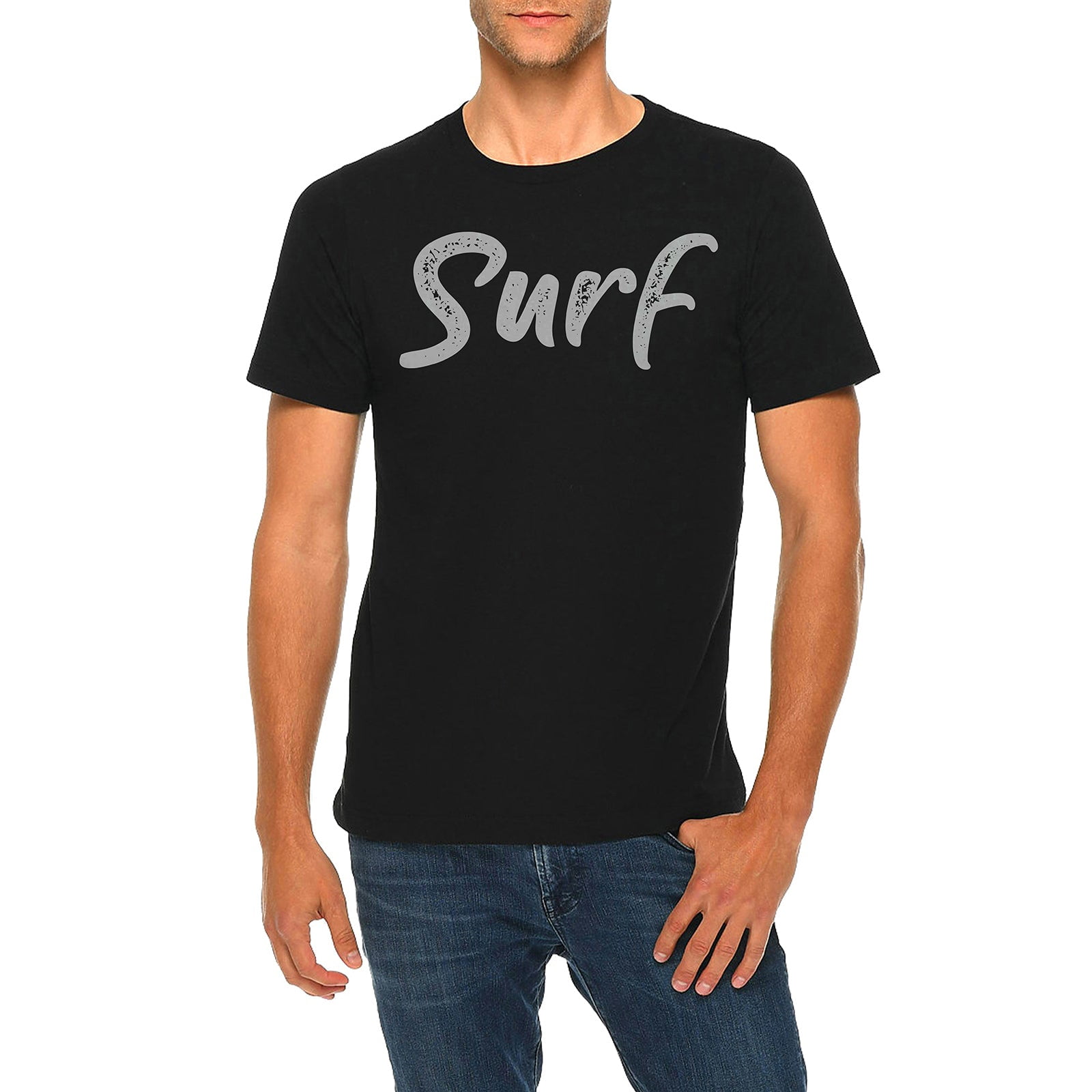 Oversized Surf Graphic Design Deluxe Jersey T-Shirt Black XL