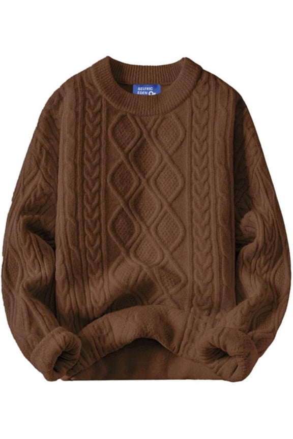 Oversized Sweater 90s Vintage Cable Knit Long Sleeve Women Heavy Crewneck Pullover