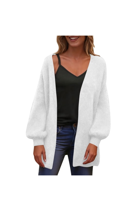 Oversized Sweater Cardigans for Women Open Front Loose Mid Long Knitted Outerwear Casual Fall Winter Jackets