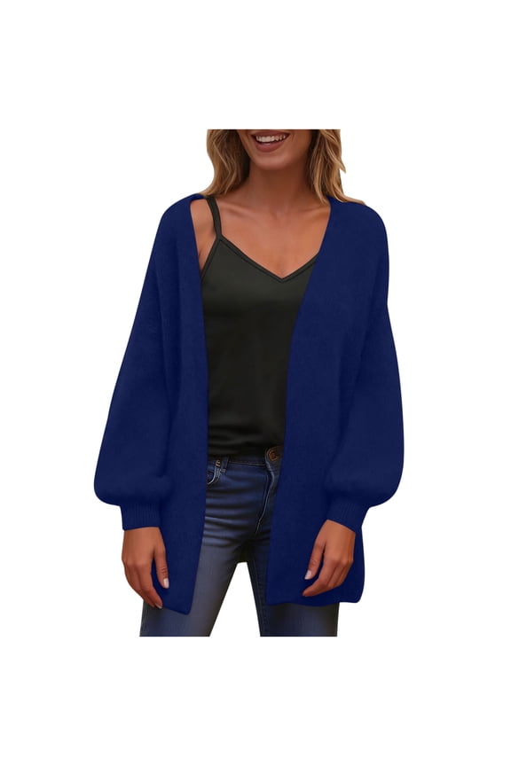 Oversized Sweater Cardigans for Women Open Front Loose Mid Long Knitted Outerwear Casual Fall Winter Jackets