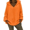 thumbnail image 1 of Oversized Sweater Sevevn Women's Casual Solid Color Hooded Long Sleeved V-Neck Pullover Sweater Top, 1 of 8