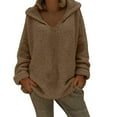 thumbnail image 1 of Oversized Sweater Sevevn Women's Casual Solid Color Hooded Long Sleeved V-Neck Pullover Sweater Top, 1 of 8